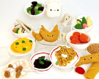 Chinese Takeout Food Crochet Pattern Bundle! EBOOK PDF KnotMonsters Amigurumi How to Beginner Easy Simple Lot Carry Take Out Togo China Toy