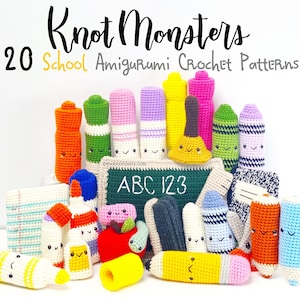 20 School Crochet Pattern Bundle! EBOOK PDF KnotMonsters Amigurumi How to Beginner Easy Simple Bundle College Back to Teacher Elementary