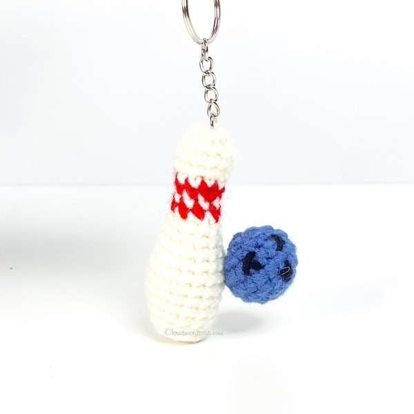 Bowling Pin Ball Keychain Crochet PATTERN ONLY! PDF download Amigurumi Beginner Easy How to Mini Miniature Keyring Key Chain Gloves Sports