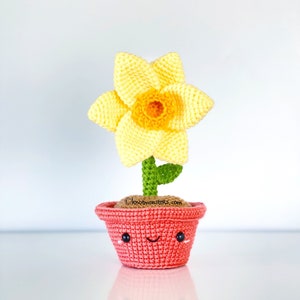 水仙の花ペン編みパターンのみPDF即時ダウンロードあみぐるみの作り方パターン初心者簡単シンプル基本鉢植え花