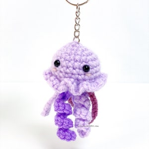 Méduse Keychain Crochet MOTIF UNIQUEMENT ! Téléchargement PDF Amigurumi Beginner Easy How to Mini Miniature Keyring Key Chain Jelly Fish Sea Animal