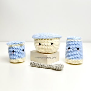Yogurt Cups Crochet Pattern! PATTERN ONLY! PDF download Amigurumi Beginner Easy Simple Basic How to Food Breakfast Cup of Greek Yoghurt