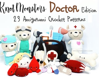 23 Doctor Crochet Pattern Bundle! EBOOK PDF KnotMonsters Amigurumi How to Beginner Easy Simple Medical Nurse Office Healthcare Hospital Dr