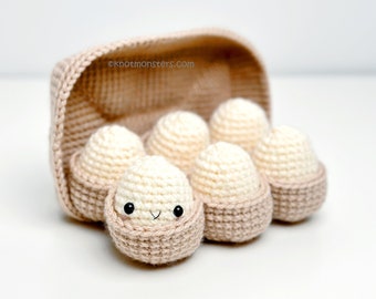 Egg Carton Crochet Pattern! PATTERN ONLY! PDF download Amigurumi Beginner Easy Simple Basic How to Tutorial Food Breakfast of Eggs Dozen