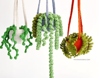 Hanging Potted Plant Crochet Patterns! PATTERN ONLY Instant DOWNLOAD! Amigurumi Crochet Patterns Beginner Easy Simple Basic Mini Succulent