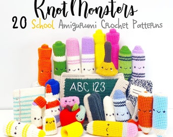 20 School Crochet Pattern Bundle! EBOOK PDF KnotMonsters Amigurumi How to Beginner Easy Simple Bundle College Back to Teacher Elementary