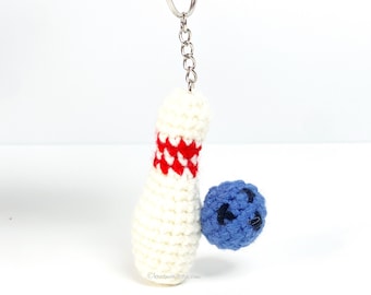 Bowling pin bal sleutelhanger ALLEEN gehaakt PATROON! PDF-download Amigurumi-beginners Eenvoudig mini-miniatuursleutelhanger Sleutelhanger Handschoenen Sport