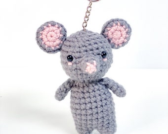 Muis sleutelhanger haakpatroon! ALLEEN PATROON! PDF-download Amigurumi Beginner Gemakkelijk te gebruiken Mini miniatuur sleutelhanger sleutelhanger ring muizen