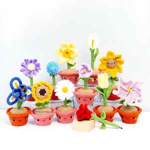 ¡12 patrones de bolígrafos de flores de crochet! LIBRO ELECTRÓNICO PDF KnotMonsters Amigurumi Patrones de crochet Principiante Fácil Simple Básico Paquete Planta Flores Plantas