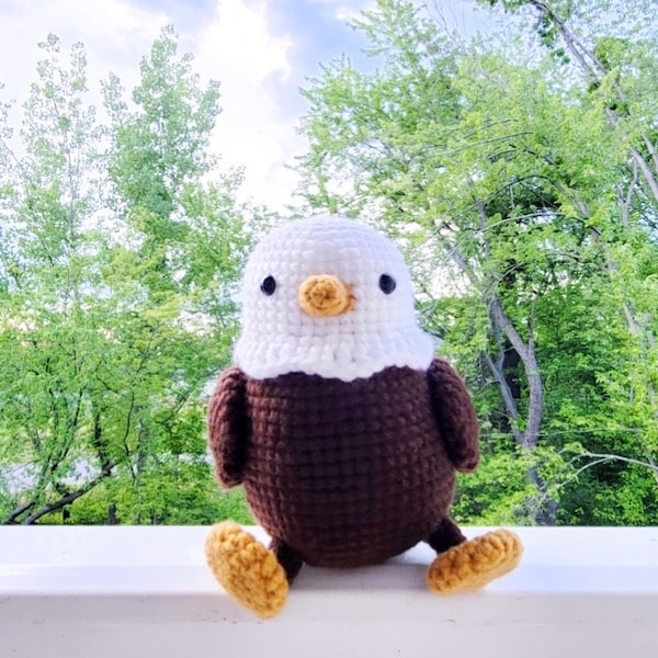 Bald Eagle Crochet PATTERN ONLY pdf instant DOWNLOAD! Amigurumi Crochet Patterns Beginner Easy Simple July 4th Fourth Independence Day craft