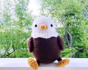 Bald Eagle Crochet PATTERN ONLY pdf instant DOWNLOAD! Amigurumi Crochet Patterns Beginner Easy Simple July 4th Fourth Independence Day craft