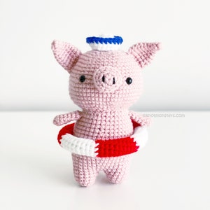Sailor Pig Crochet PATTERN ONLY Instant DOWNLOAD! Amigurumi Stuffed Animal Doll Piglet Lovey Piggy Plush Plushie Plushy Blanket Toy Kit