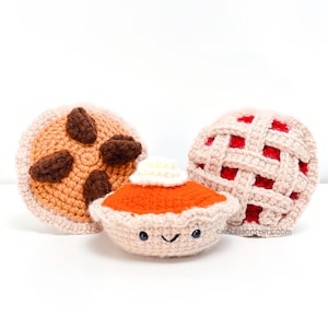 Pie Pumpkin Cherry Pecan Crochet Pattern! PATTERN ONLY! PDF download Amigurumi Beginner Easy Simple Basic Desserts Treats Food Pastry