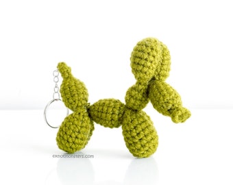 Keychain Mini Balloon Animal Dog Crochet PATTERN ONLY Instant DOWNLOAD! Puppy Amigurumi, dog balloon animal crochet pattern