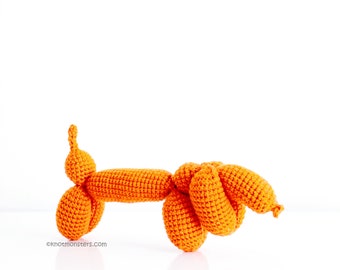 Hotdog Daschund Balloon Animal Crochet PATTERN ONLY Instant DOWNLOAD! Amigurumi, balloon animal crochet pattern