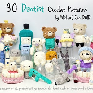 30 Dentist Dental Crochet Pattern Bundle! EBOOK PDF KnotMonsters Amigurumi How to Bundle Cute Tooth Teeth Fairy Hygienist Assistant Medical
