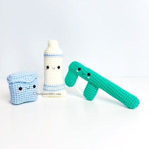 Zahnpasta Floss Flossing Pick Muster! NUR MUSTER! PDF download Amigurumi How to Tutorial Niedliche Zahnpflege Zahnfee Dentist Hygiene