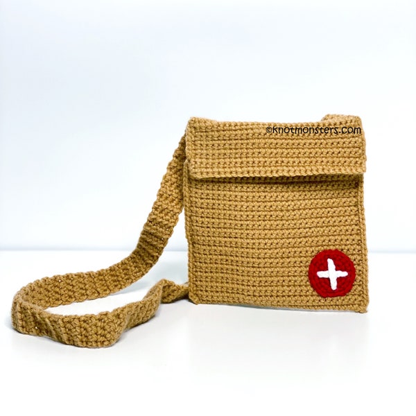 Medical "Medic" Crochet Bag PATTERN ONLY! PDF download KnotMonsters Amigurumi How to Beginner Easy Simple Medical Nurse Hospital Handbag