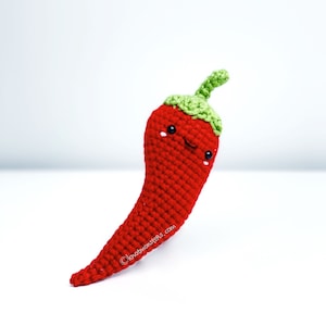 Modèle de crochet au piment! MODÈLE UNIQUEMENT ! Téléchargement PDF Amigurumi Débutant Facile Simple Basique Comment Tutoriel Kawaii Mignon Légumes Légumes