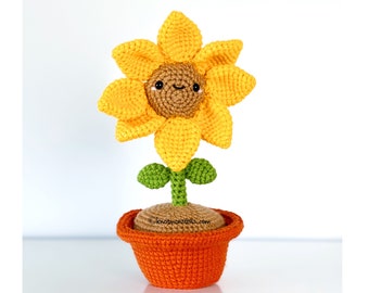 Sunflower Flower Pen Crochet PATTERN ONLY PDF Instant Download Amigurumi How to Patterns Beginner Easy Simple Basic Potted Plant Flowers
