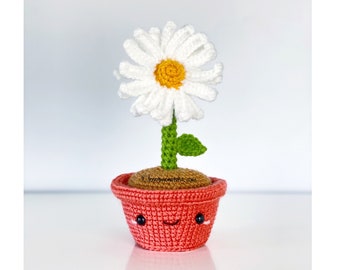 Daisy Flower Pen Crochet PATTERN SOLAMENTE PDF Descarga Instantánea Amigurumi Cómo Patrones Principiante Fácil Simple Básico Plantas en Maceta Flores Plantas