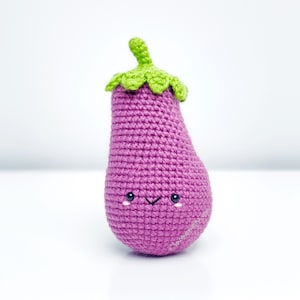 Eggplant Crochet Pattern! PATTERN ONLY PDF download Amigurumi Beginner Easy Simple Basic How to Tutorial Kawaii Cute Vegetable Veggie