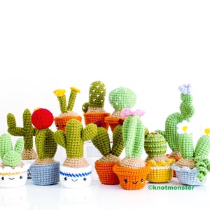 12 Crochet Mini Cactus Garden Patterns EBOOK PDF KnotMonsters Amigurumi Crochet Patterns Beginner Easy Simple Basic Plant Cacti Project Lot image 2