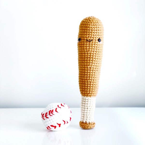 Baseball & Bat Crochet PATTERN ONLY pdf DOWNLOAD! Amigurumi Crochet Patterns Beginner Easy Simple Basic Yarn Sports Sport Ball Balls Game