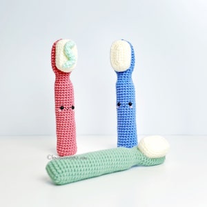 ¡Patrón de cepillo de dientes! ¡SOLO PATRÓN! Descargar PDF Amigurumi Fácil Tutorial Lindo Diente Dental Hada Dentista Higiene Higienista Cepillo de Dientes