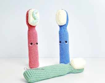 Zahnbürste Schnittmuster! NUR MUSTER! PDF download Amigurumi Easy How to Tutorial Niedliche Zahnfee Zahnarzt Hygiene Hygieniker Zahnbürste
