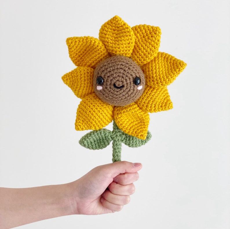 Sunflower Crochet PATTERN ONLY Instant DOWNLOAD Cute Rose Plant Sunny Bright Happy Toy Plush Summer Spring Knit Fun Party Adorable Baby image 2