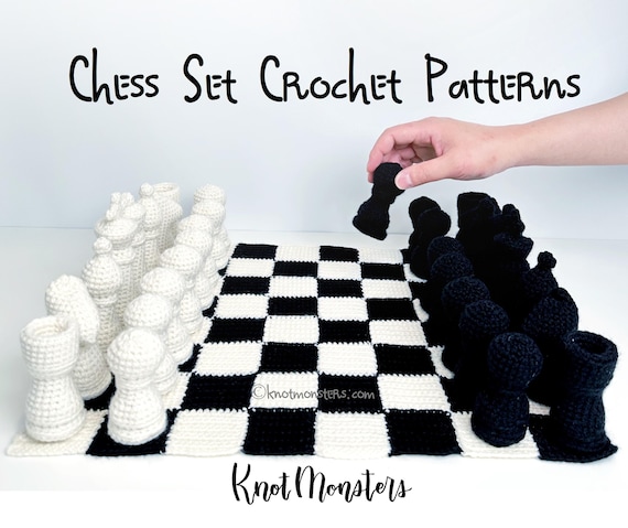 Chess Set Crochet Pattern Bundle! EBOOK PDF KnotMonsters Amigurumi How to Tutorial Board Game Games Chessboard Pawn King Queen Bishop Knight