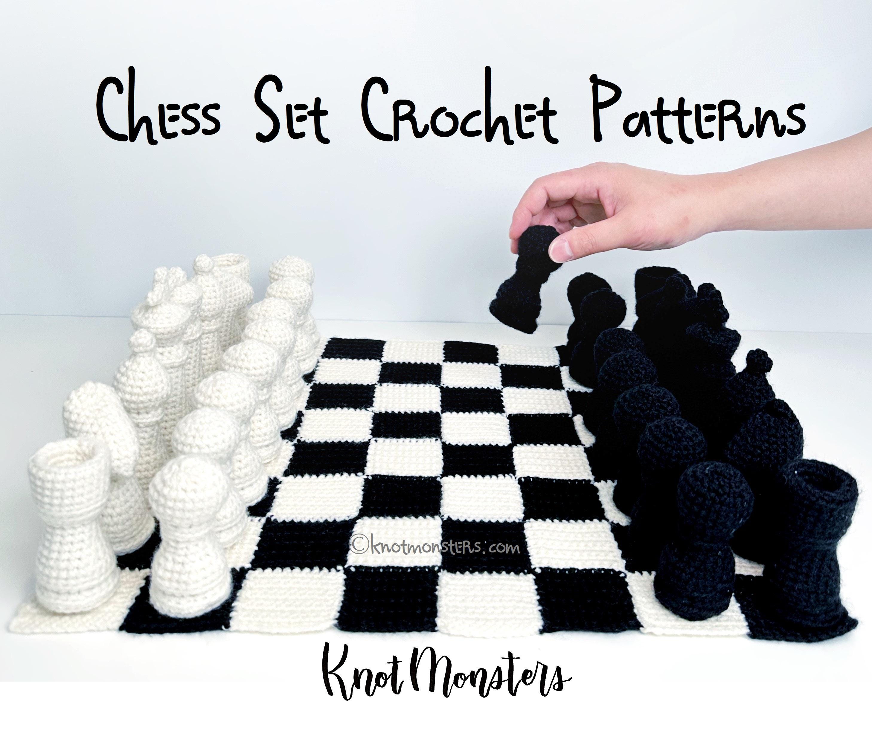 Chess Set Crochet Pattern Bundle! EBOOK PDF KnotMonsters Amigurumi How to Tutorial Board Game Games Chessboard Pawn King Queen Bishop Knight