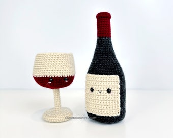 Pinot Noir Wine Bottle Glass Crochet Pattern! PATTERN ONLY! PDF download Amigurumi Beginner Easy Simple How to Tutorial Cute of Red Bottles