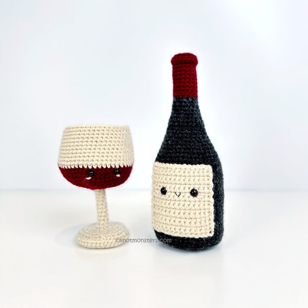 Pinot Noir Wine Bottle Glass Crochet Pattern! PATTERN ONLY! PDF download Amigurumi Beginner Easy Simple How to Tutorial Cute of Red Bottles