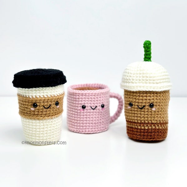 ¡Patrón de crochet de taza de café caliente de Frappuccino Latte! ¡SOLO PATRÓN! Descargar PDF Amigurumi Principiante Fácil Simple Básico Cómo Tutorial Comida