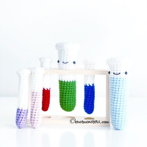 Test Tubes Crochet PATTERN ONLY pdf DOWNLOAD! Amigurumi Crochet Patterns Beginner Easy Simple Basic Yarn Chemistry Science Geek Nerd Set