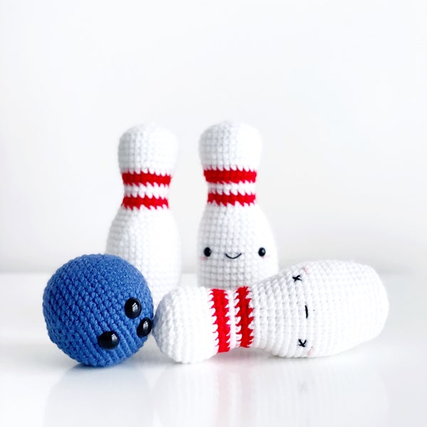 Bowling Pins & Ball Crochet PATTERN ONLY pdf DOWNLOAD! Amigurumi Crochet Patterns Beginner Easy Simple Basic Yarn Sports Sport Balls Game