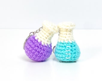 Erlenmeyer Round Flask Keychain Crochet PATTERN ONLY! PDF download Amigurumi Beginner Easy How to Mini Miniature Keyring Key Chain Chemistry