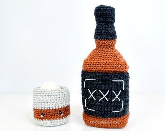 Whiskey fles glas haakpatroon! ALLEEN PATROON! PDF-download Amigurumi Beginner Eenvoudig Eenvoudig Handleiding Cute of Tennessee Shot