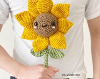 Sonnenblume Häkelanleitung Sofort-DOWNLOAD! Niedliche Rose Pflanze Sunny hell glücklich Spielzeug Plüsch Sommer Frühling Stricken Spaß Party entzückend Baby