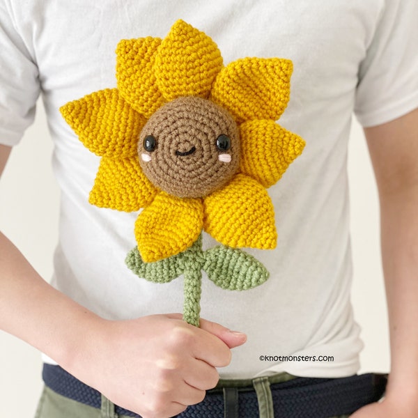 Sonnenblume Häkelanleitung Sofort-DOWNLOAD! Niedliche Rose Pflanze Sunny hell glücklich Spielzeug Plüsch Sommer Frühling Stricken Spaß Party entzückend Baby