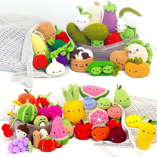 50 haakpatroonbundel! EBOOK PDF KnotMonsters Farmer's Market Ed Amigurumi Beginner Eenvoudig Eenvoudige basishandleiding Fruitgroenten