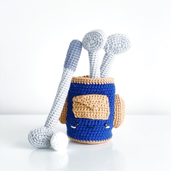 Golf Clubs & Bag Crochet PATTERN ONLY pdf DOWNLOAD! Amigurumi Crochet Patterns Beginner Easy Simple Basic Yarn Sports Sport Ball Balls Game