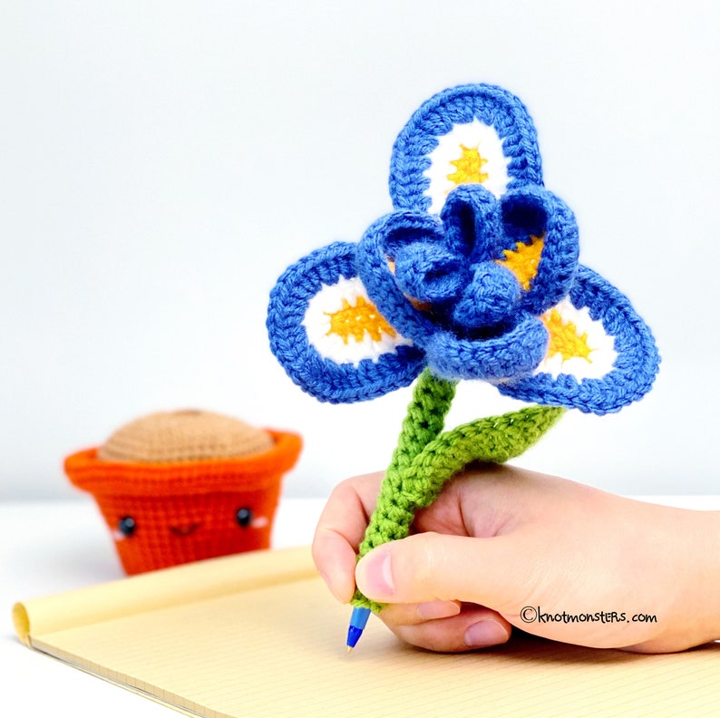 12 Crochet Flower Pens Patterns EBOOK PDF KnotMonsters Amigurumi Crochet Patterns Beginner Easy Simple Basic Bundle Plant Flowers Plants 画像 2