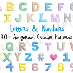 Pacote com mais de 40 padrões de crochê de letras e números! EBOOK PDF KnotMonsters Amigurumi Como fazer padrões de fios de travesseiro fáceis e simples para iniciantes