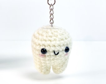 Zahn Keychain NUR häkeln MUSTER! PDF download Amigurumi Beginner Easy How to Mini Miniatur Schlüsselanhänger Teeth Fairy Dentist