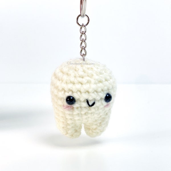 Tooth Keychain Crochet PATTERN ONLY! PDF download Amigurumi Beginner Easy How to Mini Miniature Keyring Key Chain Teeth Fairy Dentist Dental