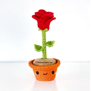 Rose Flower Pen Crochet PATTERN ONLY PDF Instant Download Amigurumi How to Patterns Beginner Easy Simple Basic Potted Plant Flowers Plants