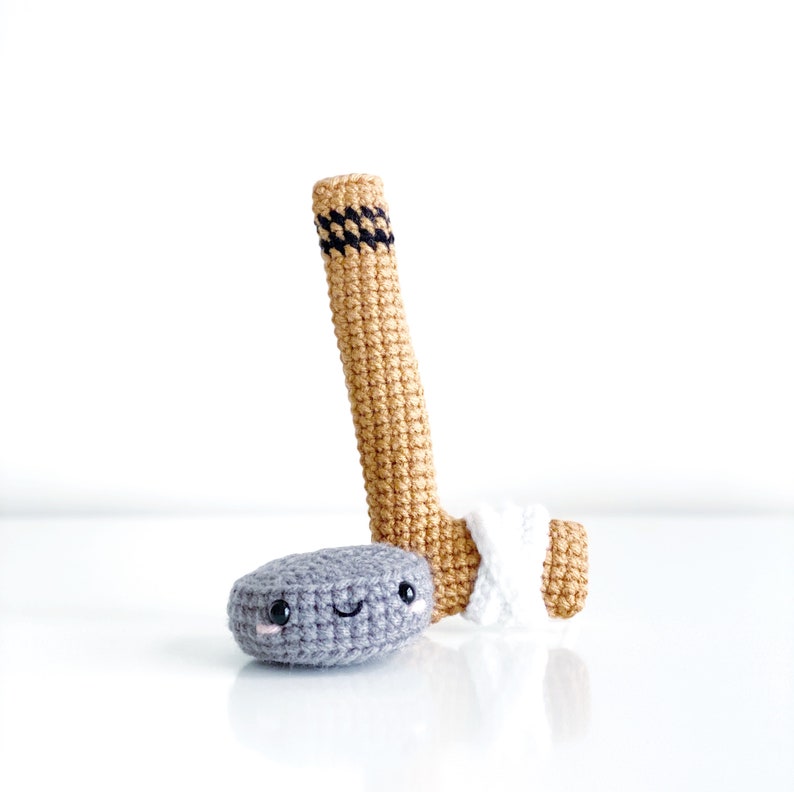 Hockey Stick & Puck Crochet PATTERN ONLY pdf DOWNLOAD Amigurumi Crochet Patterns Beginner Easy Simple Basic Yarn Sports Sport Ball Balls image 1